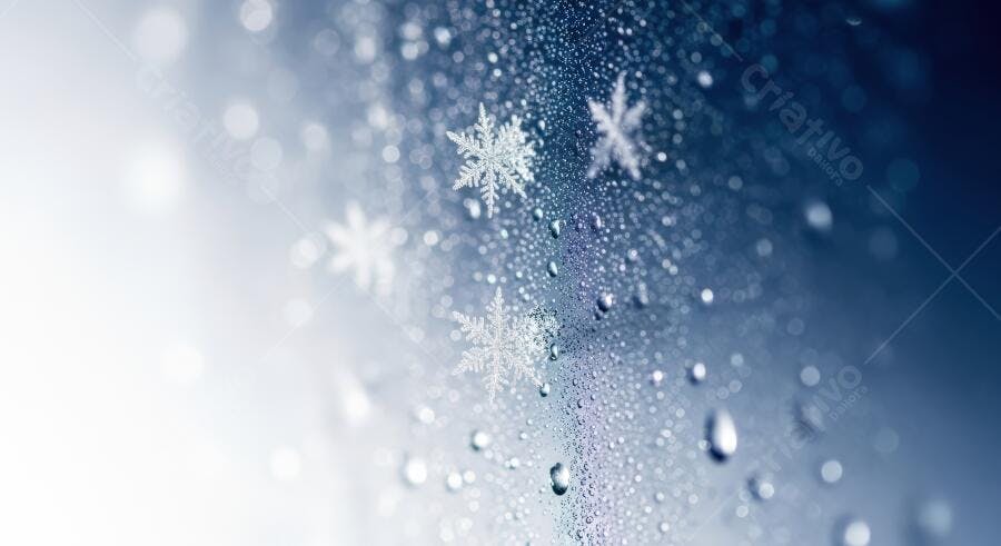 Textura inverno azul flocos de neve e gotas para fundo digital