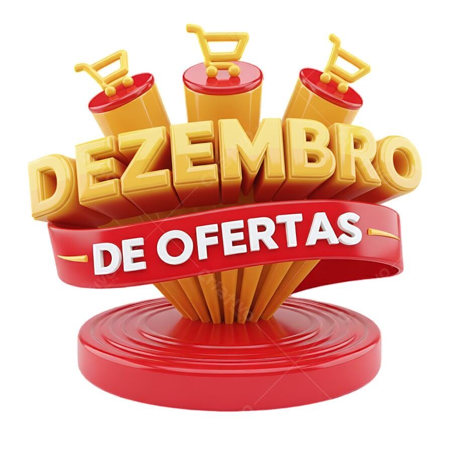 Título 3D Dezembro de Ofertas com Carrinhos de Compra PNG com fundo transparente