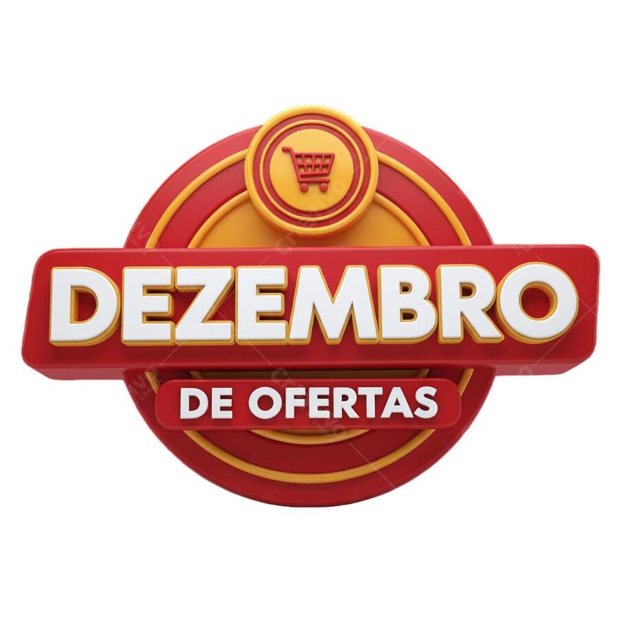 Selo Promocional Dezembro de Ofertas Vermelho Dourado PNG com fundo transparente