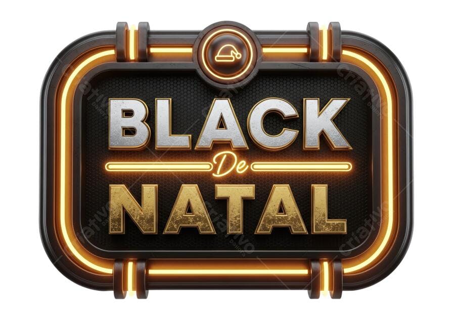 Selo Promocional Black de Natal 3D Dourado Neon Prata PNG com fundo transparente