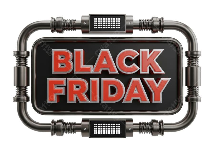 Selo Promocional Black Friday 3D Metal Vermelho PNG com fundo transparente