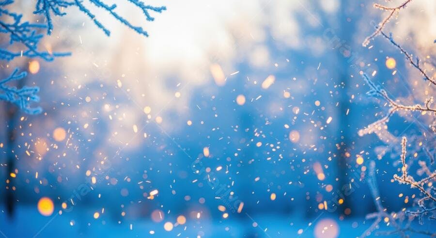 Textura neve caindo azul inverno com bokeh para fundo festivo