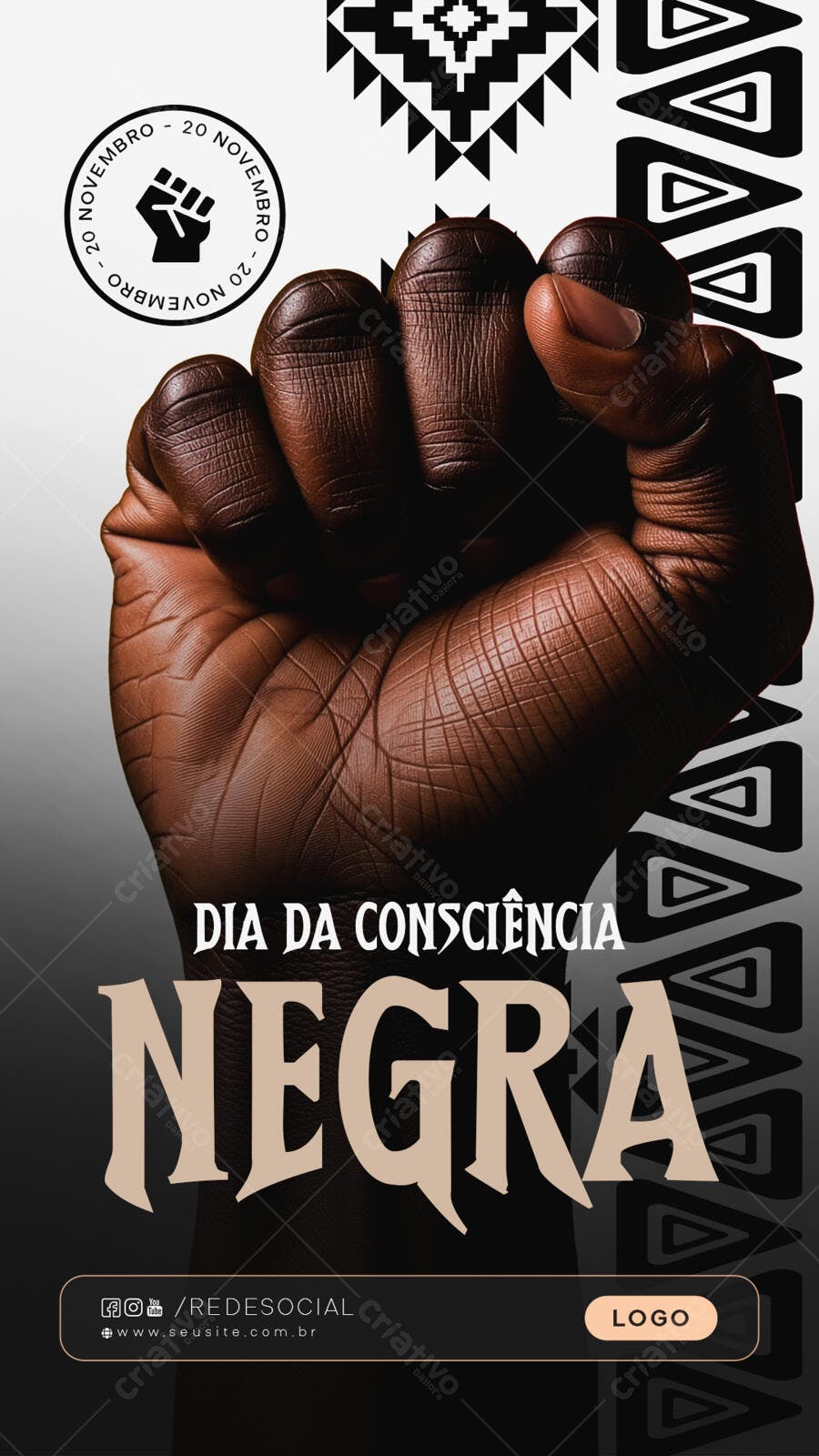 Flyer Dia da Consciência Negra 20 de Novembro PSD Editável