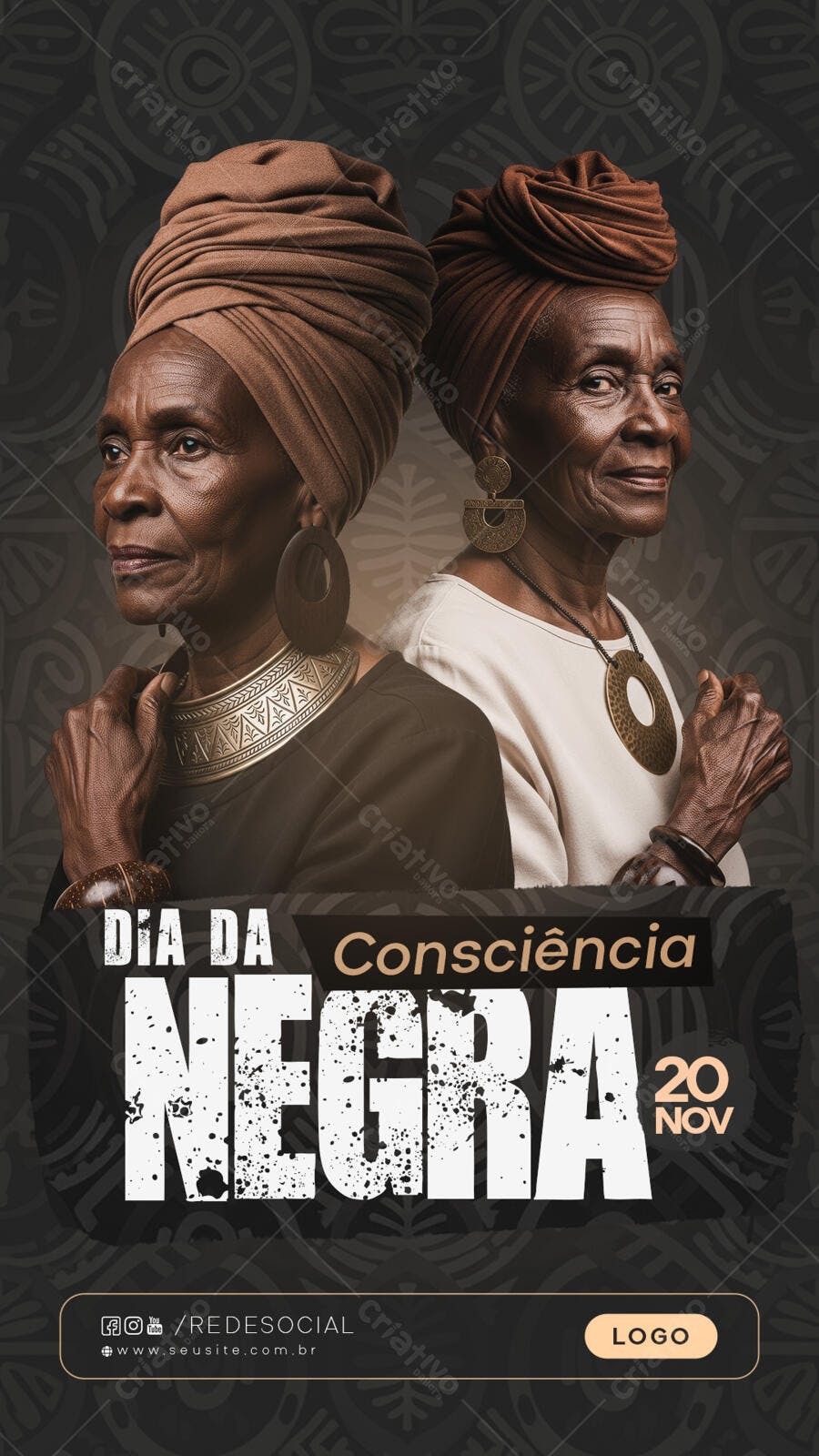 Flyer Dia da Consciência Negra 20 Novembro PSD Editável