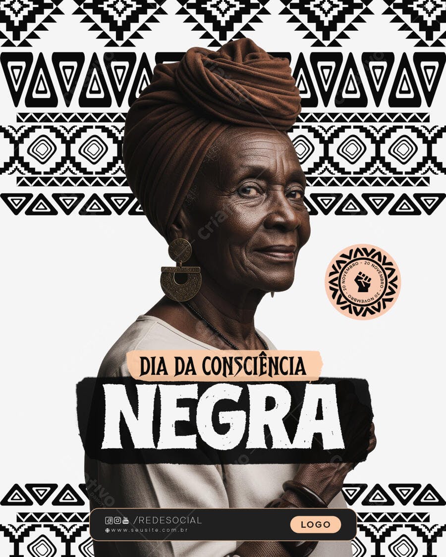 Flyer Social Media Dia da Consciência Negra PSD Editável