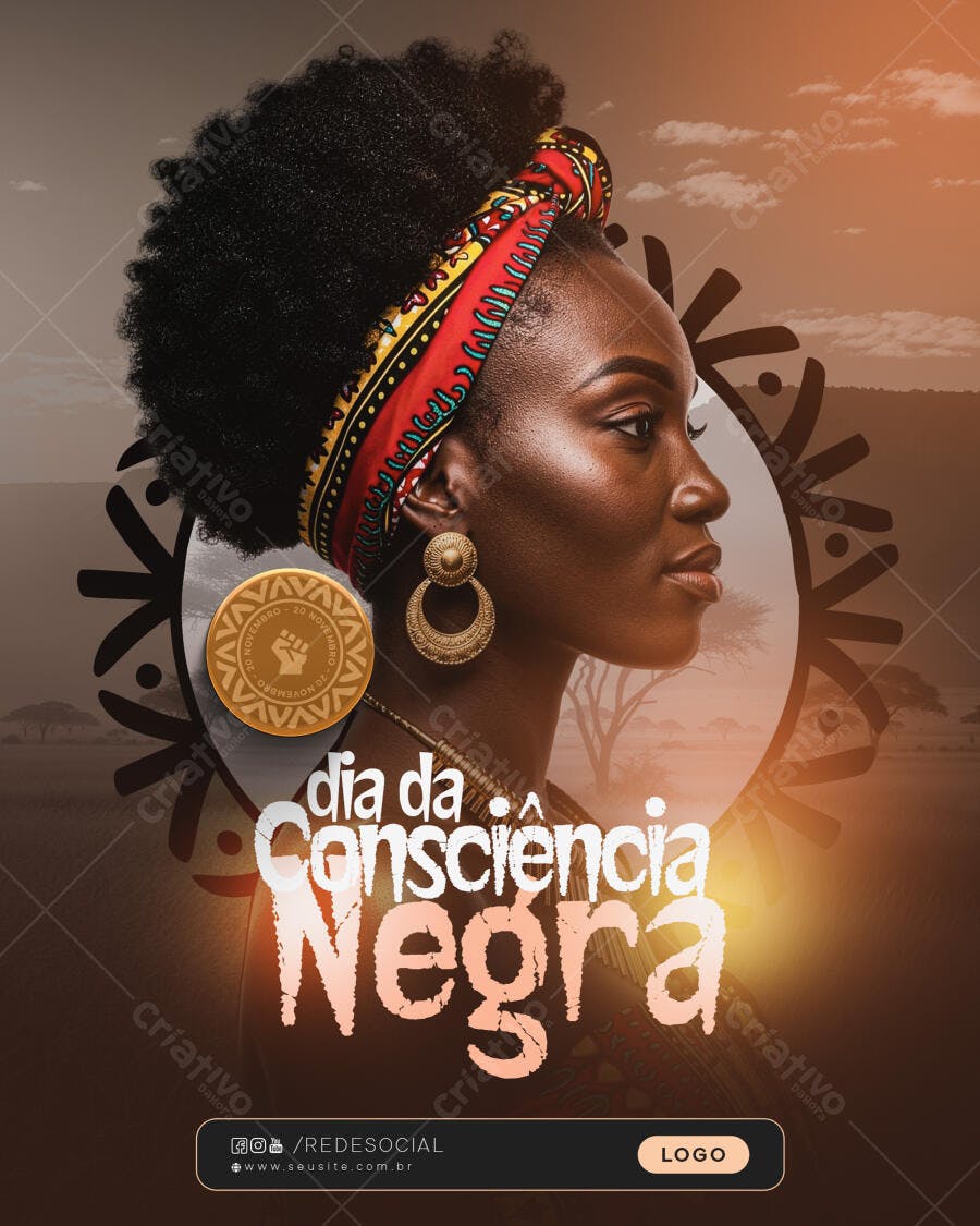 Flyer Dia da Consciência Negra PSD Editável