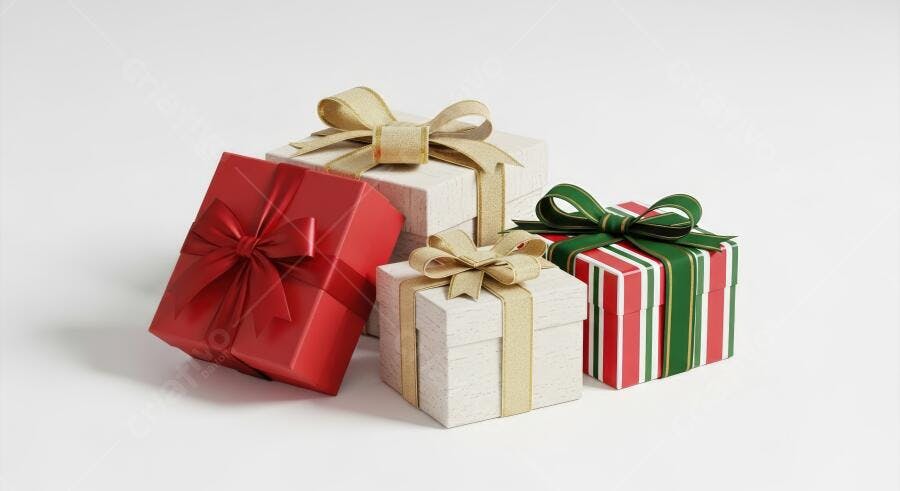 Caixas de presente coloridas para celebração de Natal e festas