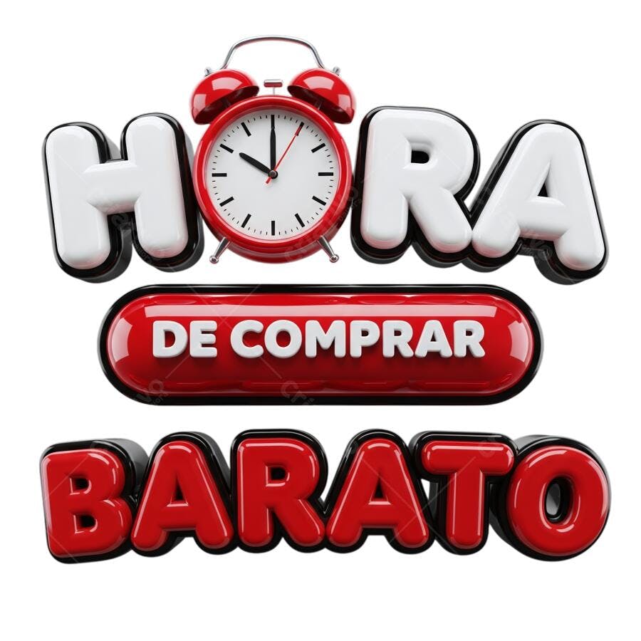Selo de Oferta Hora de Comprar Barato 3D com Relógio Vermelho PNG transparente