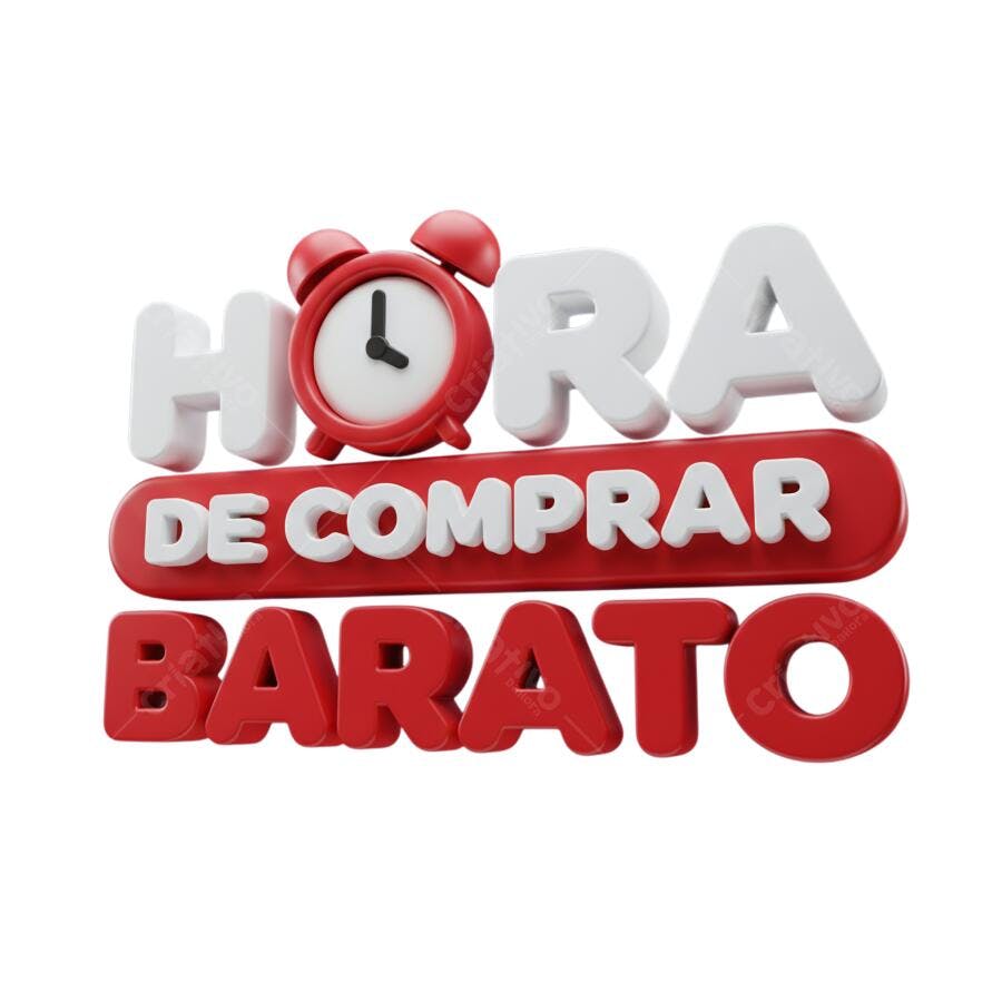 Elemento Promocional Hora de Comprar Barato com Relógio Despertador 3D PNG transparente