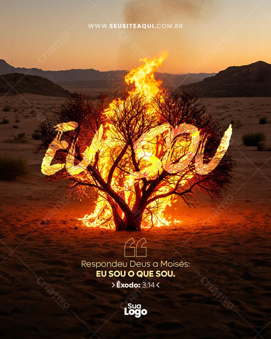 Flyer Mensagem Bíblica Eu Sou Êxodo 3:14 PSD Editável
