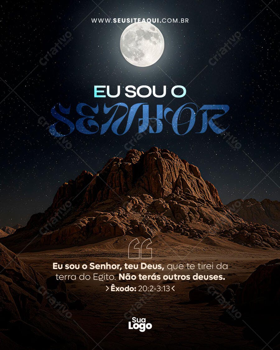 Post Religioso Noite Estrelada Eu Sou o Senhor PSD Editável