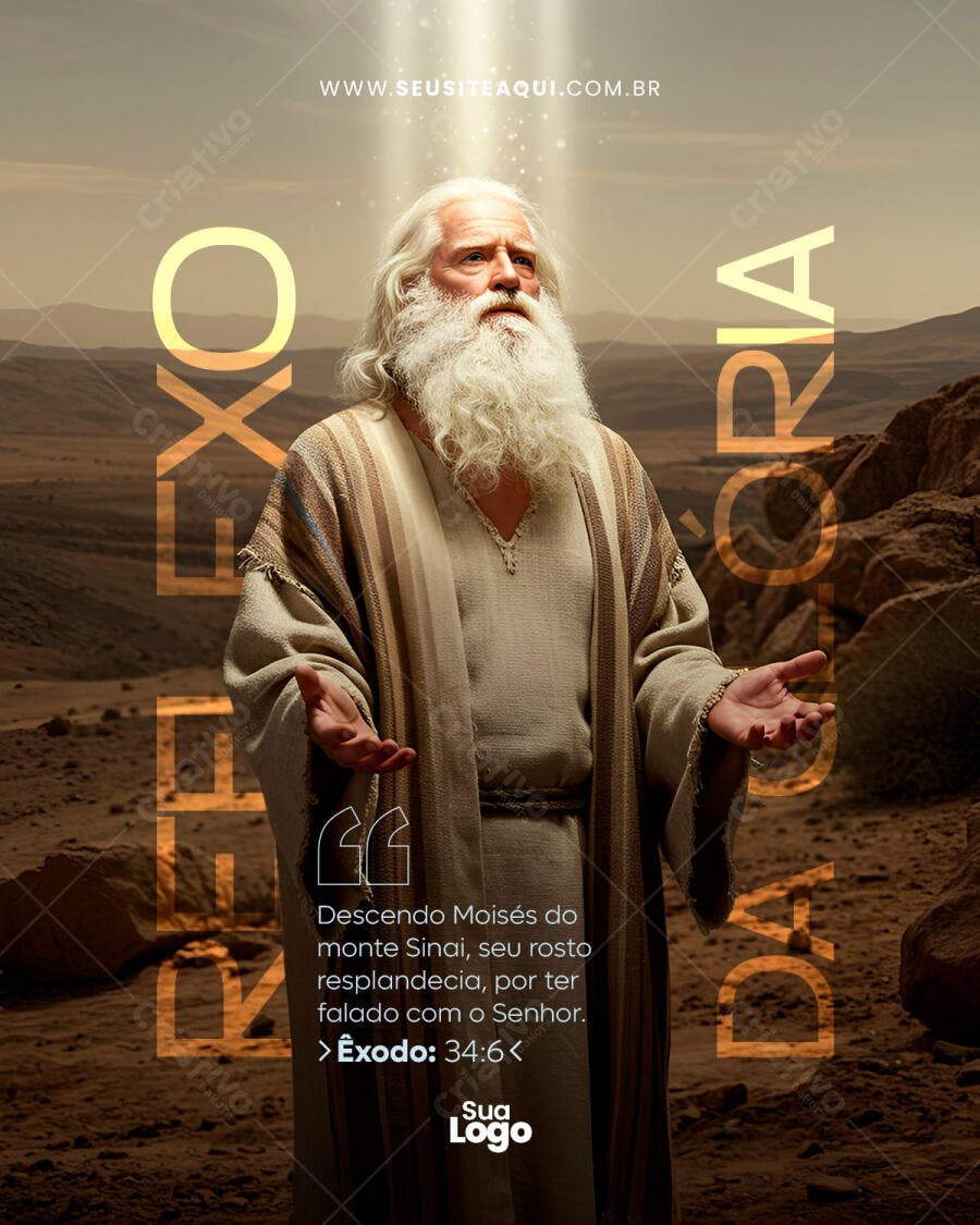Flyer Religioso Moisés no Sinai Glória PSD Editável