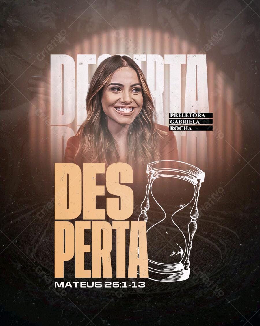 Flyer Culto Desperta com Preletora Gabriela Rocha PSD Editável