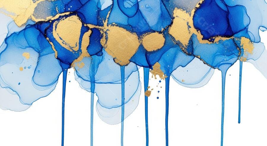 Textura arte fluida azul ouro para fundo digital moderno