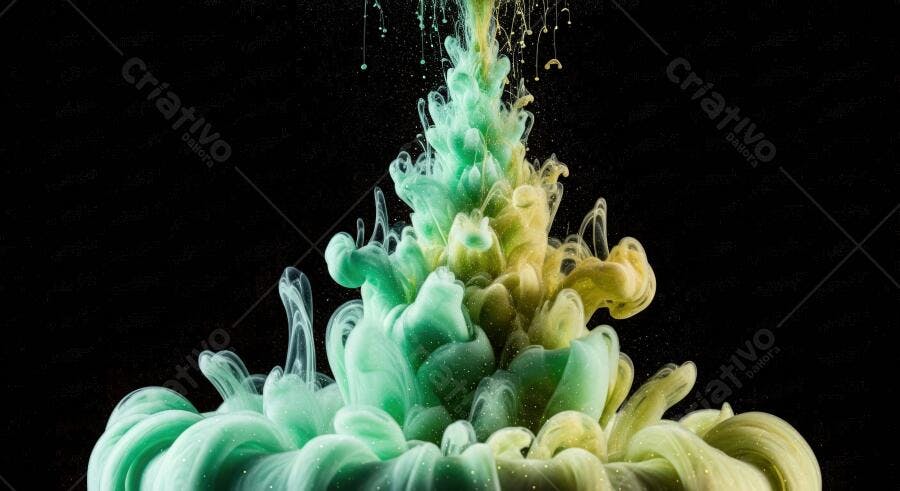 Textura tinta fluida verde e amarela para fundo abstrato