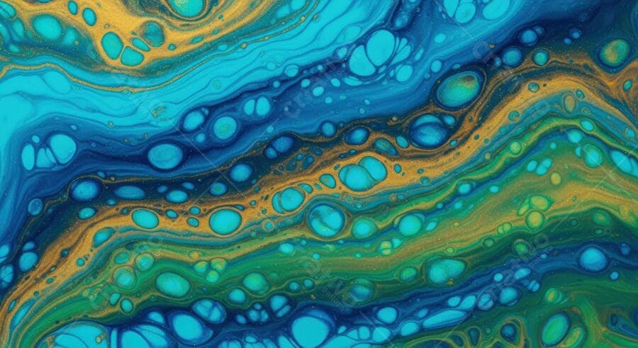 Textura fluida abstrata azul turquesa dourado para fundo ou design