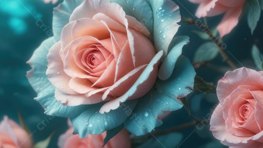 Textura rosa floral detalhes orvalho para fundo romântico