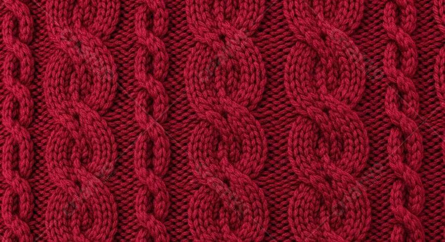 Textura malha tricô vermelho intenso padrão cabo para fundo