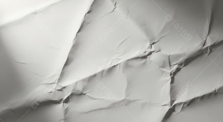 Textura Papel Amassado Branco para Fundo Overlay Digital