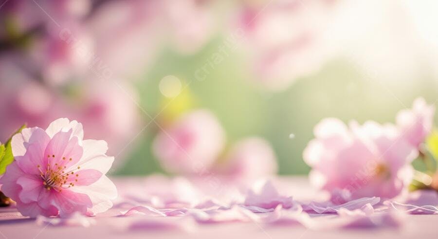 Textura floral primavera rosa com bokeh para fundo romântico