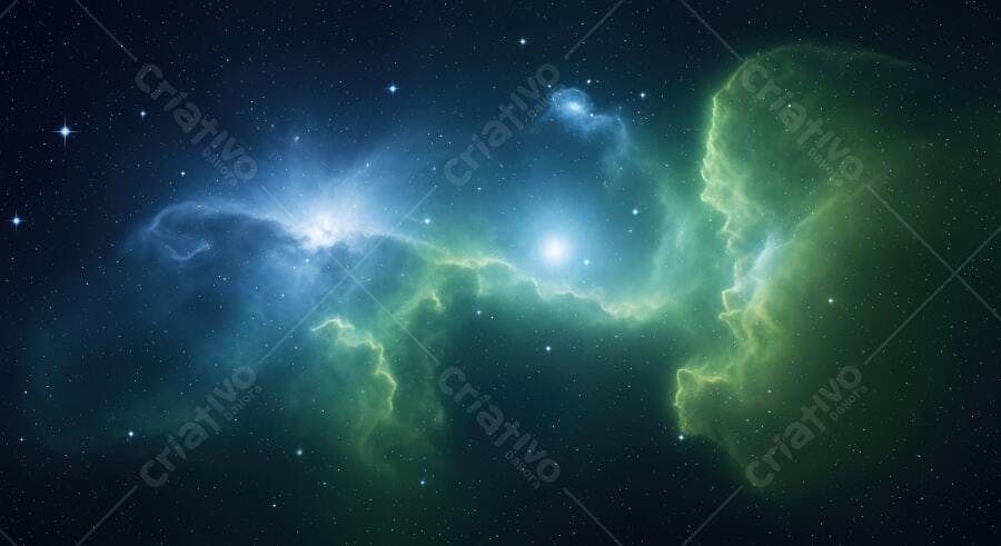 Textura nebulosa cósmica azul verde para fundo espacial