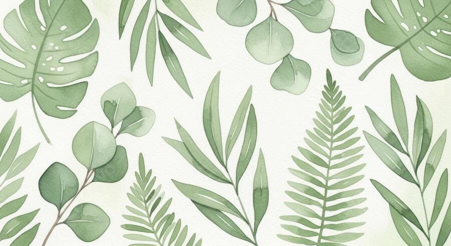 Textura botânica aquarela folhas tropicais para fundo