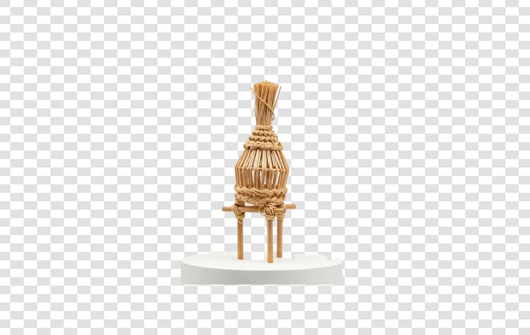 Objeto decorativo artesanal de palha rústico em miniatura PNG com fundo transparente