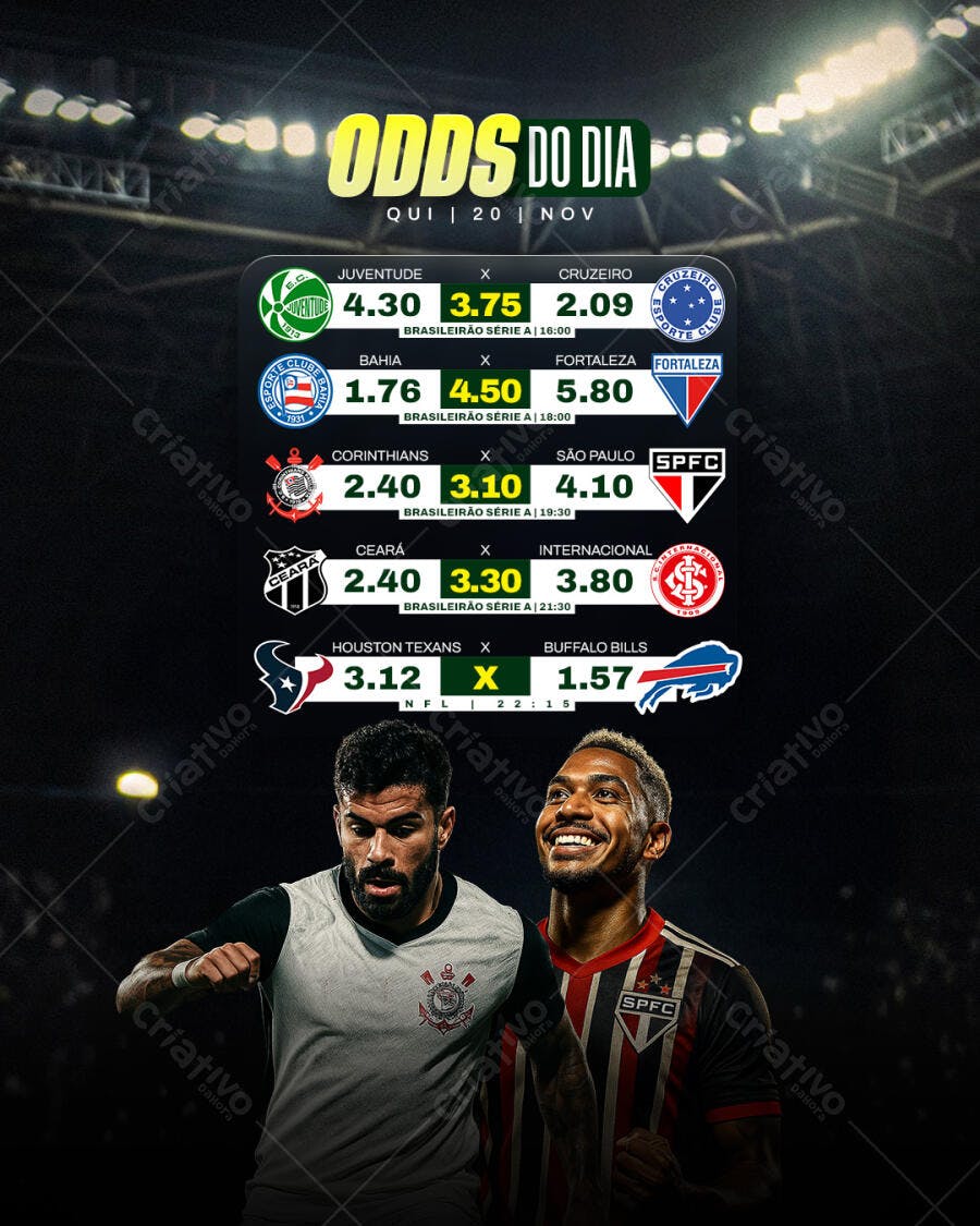 Flyer Odds do Dia Futebol Apostas Esportivas PSD Editável