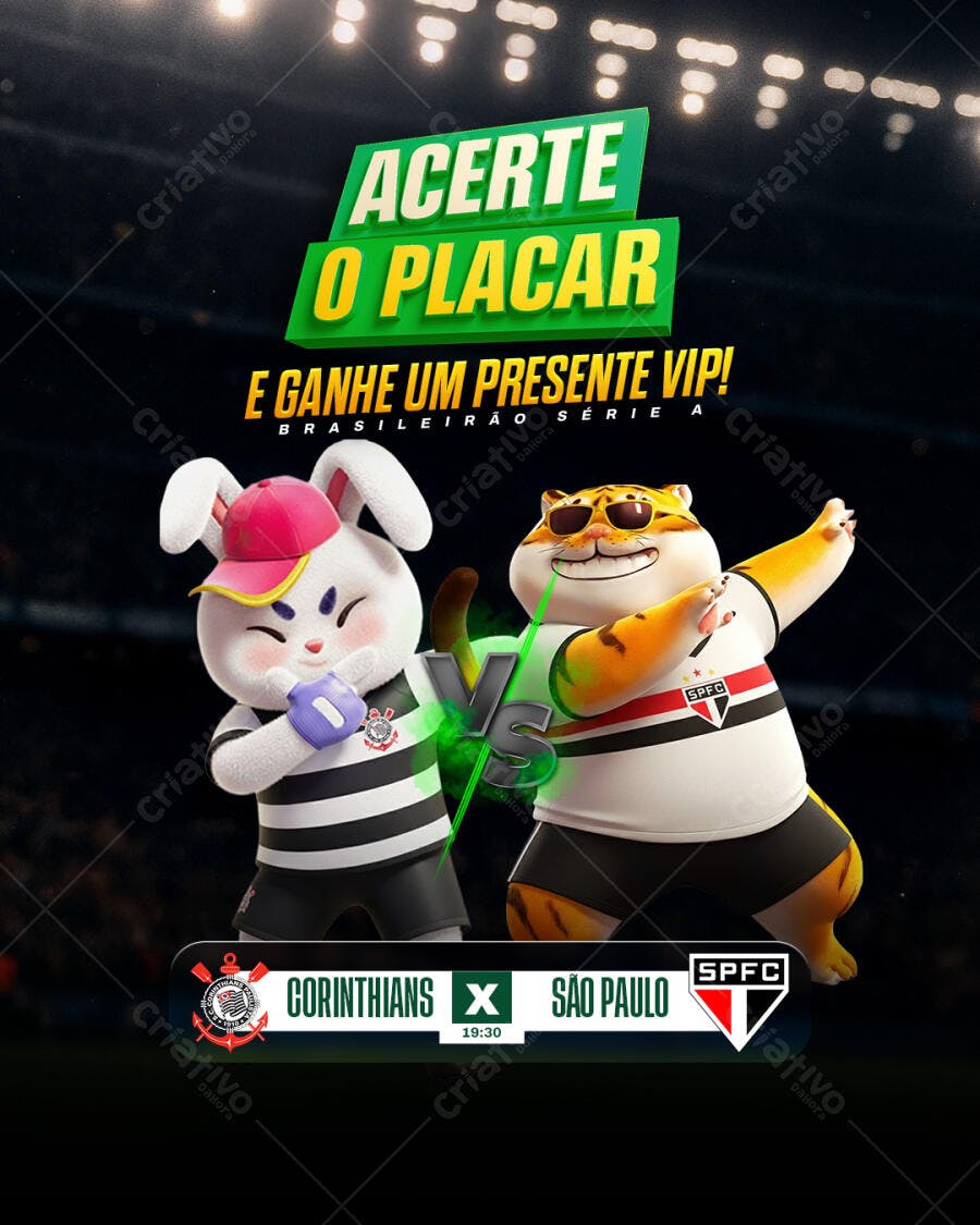 Flyer Acerta o Placar Brasileirão Corinthians São Paulo PSD Editável
