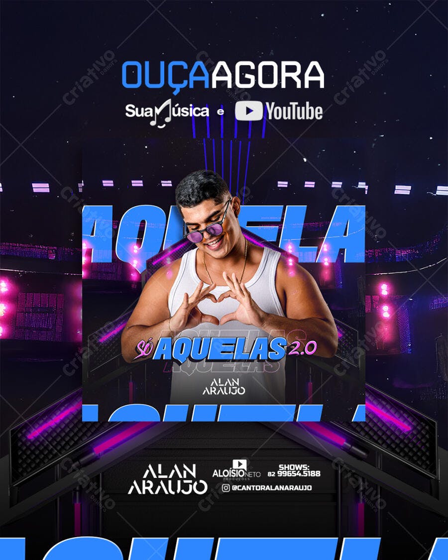 Flyer Lançamento Musical e Shows Alan Araujo PSD Editável