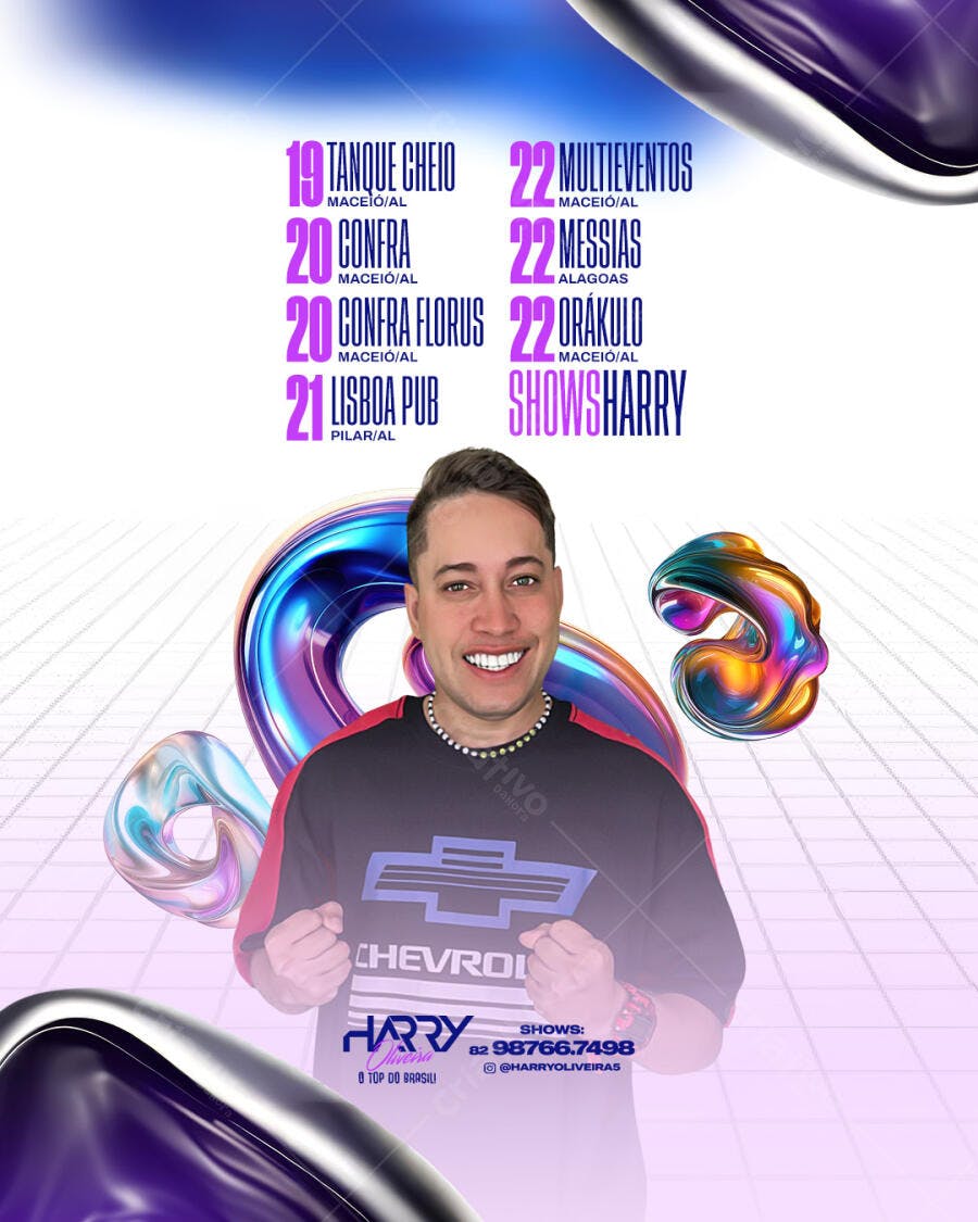 Flyer de Shows Harry Oliveira Agenda de Eventos PSD Editável