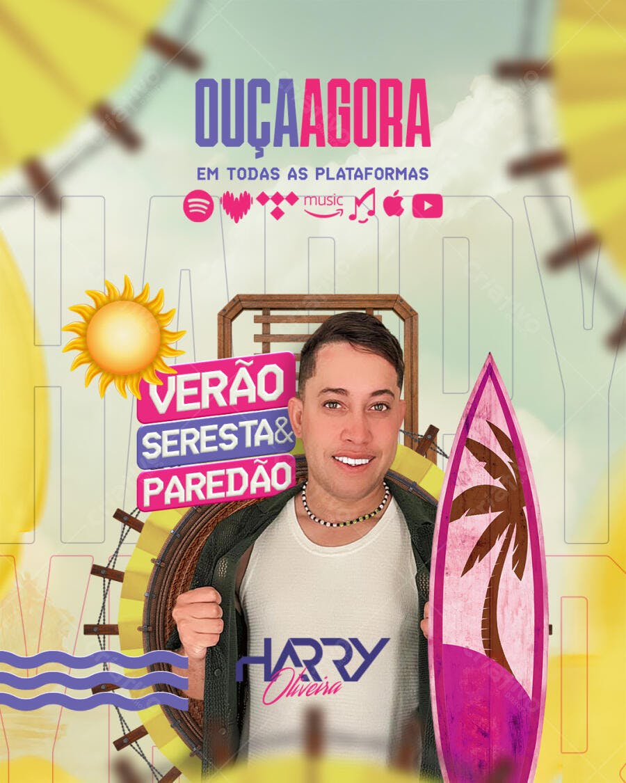 Flyer Lançamento Musical Verão Seresta Paredão PSD Editável