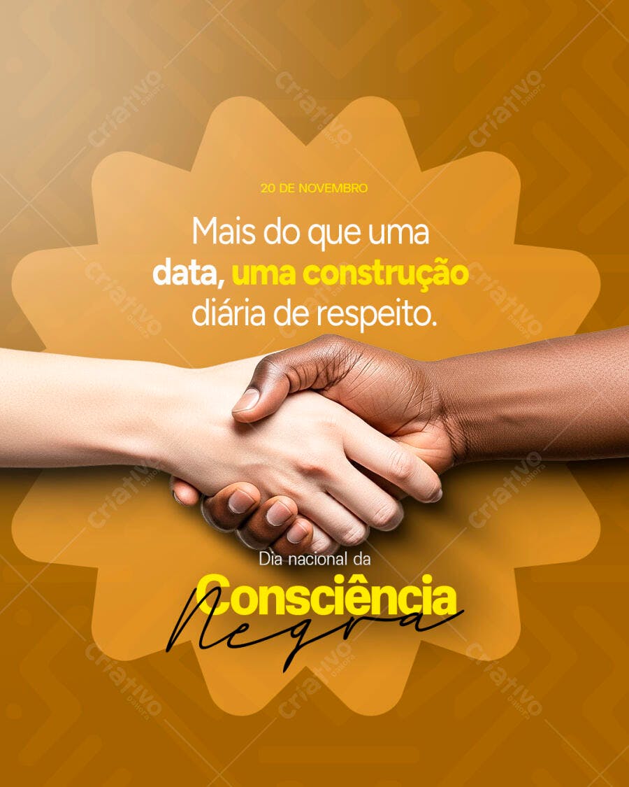 Flyer Dia Nacional da Consciência Negra Mãos Unidade PSD Editável