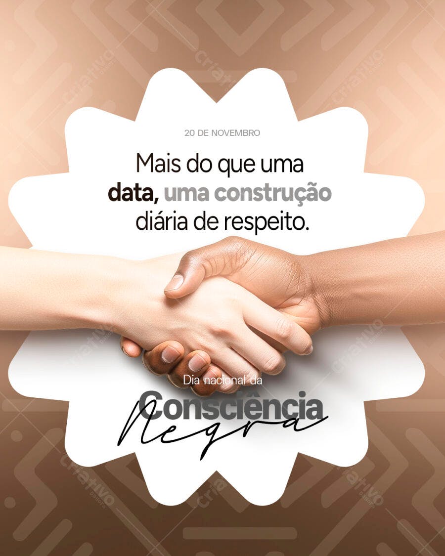 Flyer Dia da Consciência Negra Mãos Dadas PSD Editável