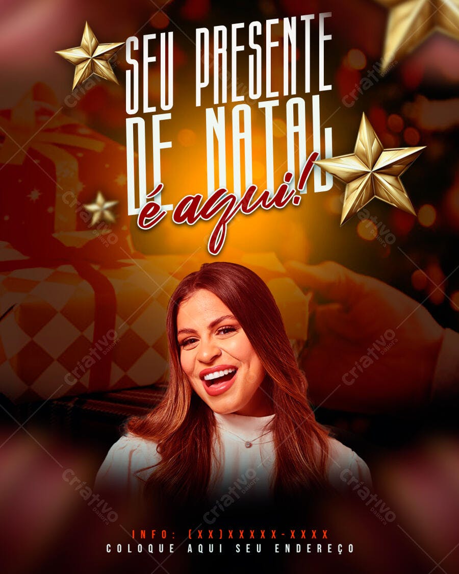 Flyer para Seu Presente de Natal é Aqui PSD Editável