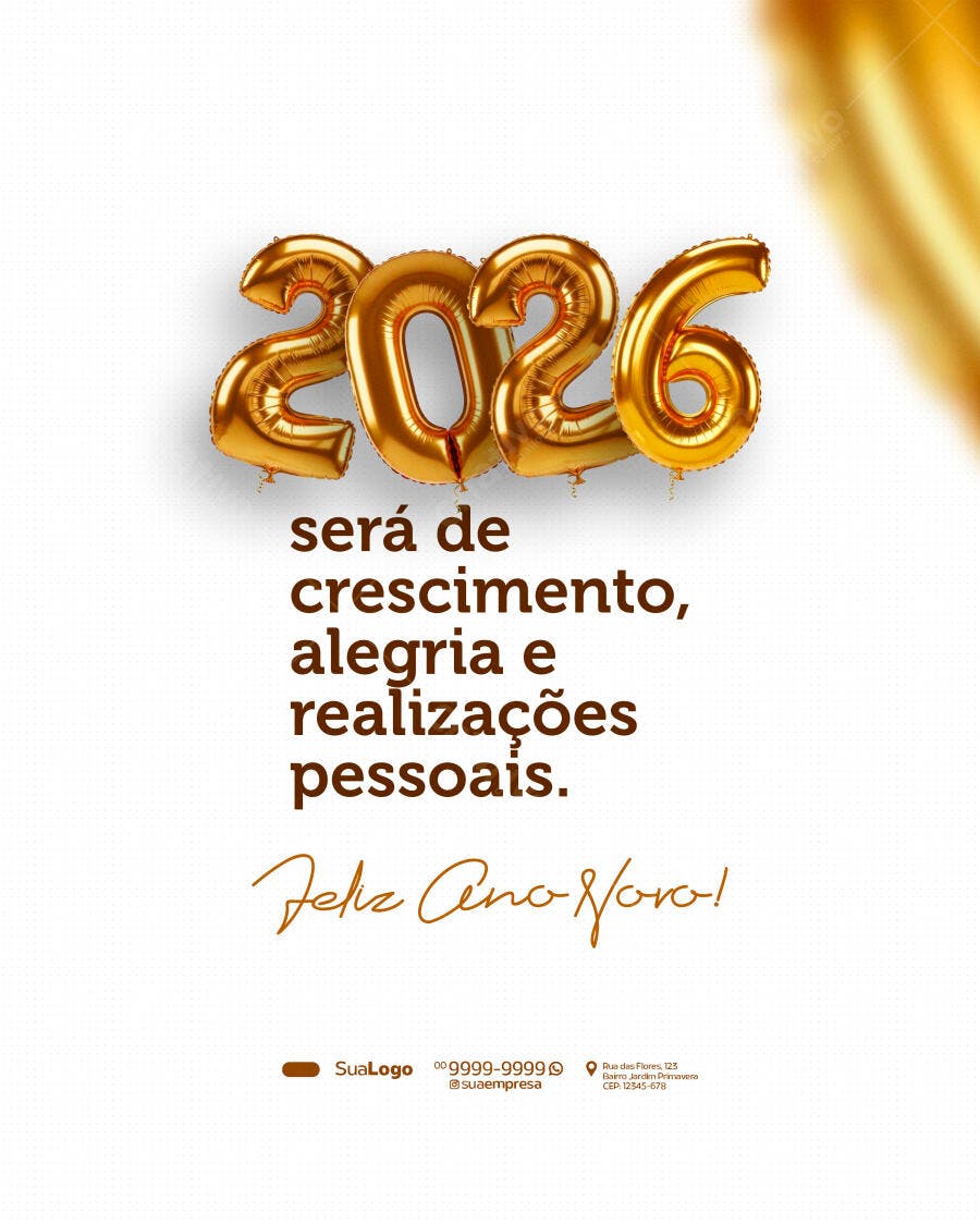 Post para Redes Sociais Ano Novo 2026 PSD Editável