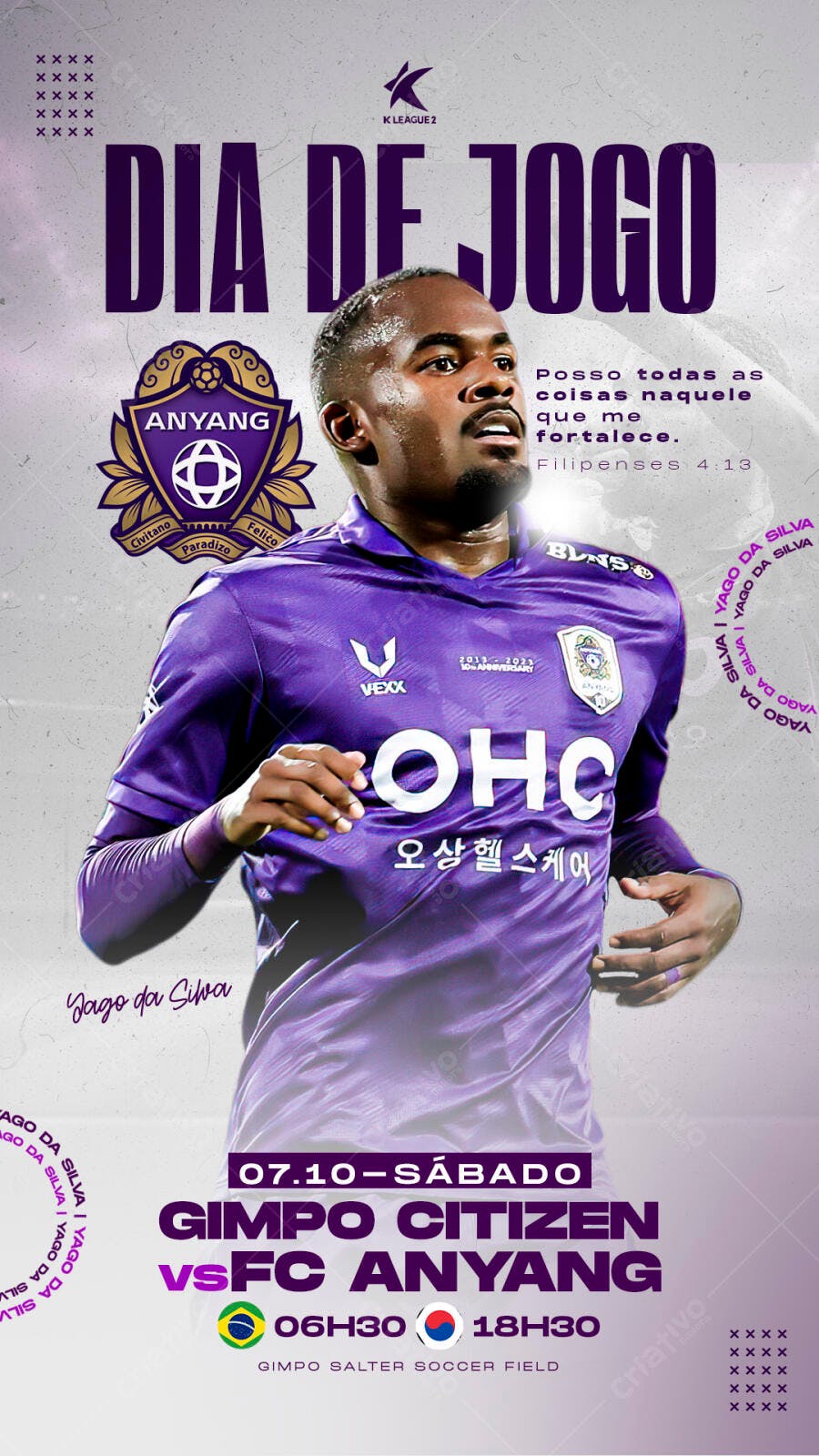 Flyer Dia de Jogo K League 2 FC Anyang x Gimpo Citizen PSD Editável