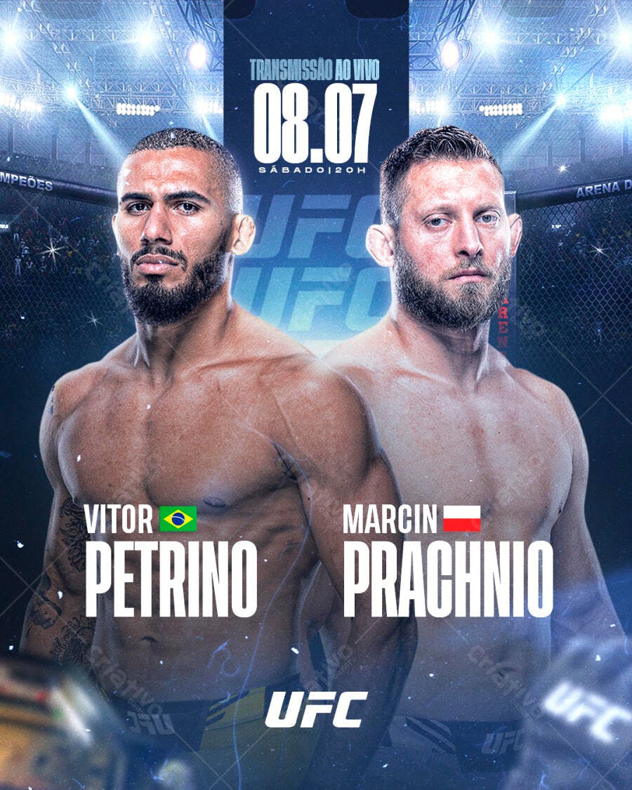 Flyer Luta UFC Petrino vs Prachnio Transmissão Ao Vivo PSD Editável