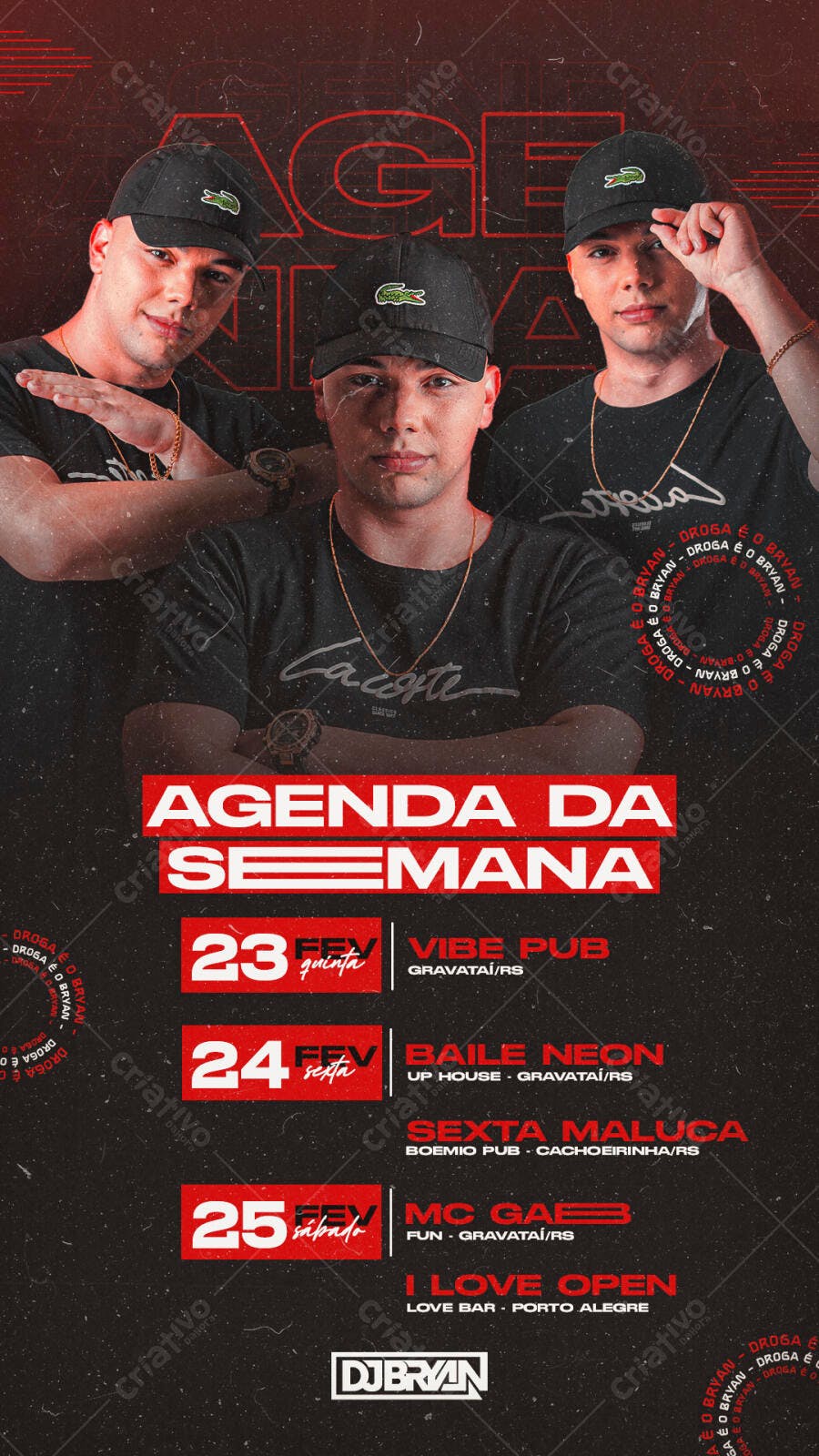Flyer Agenda da Semana Festas DJ Bryan PSD Editável
