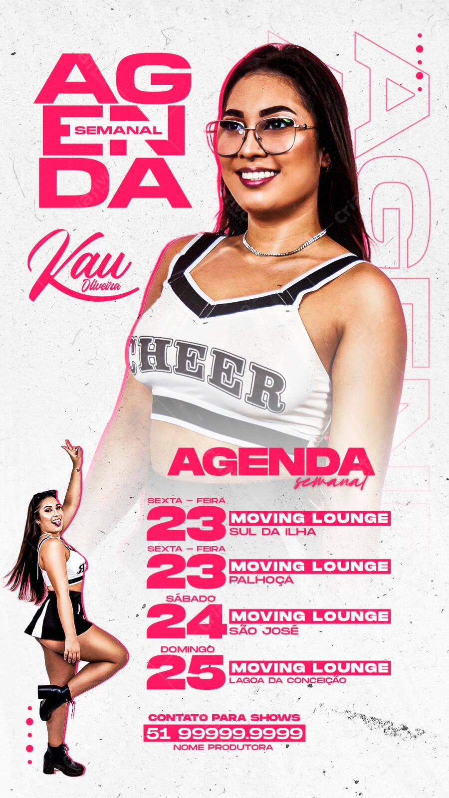 Flyer Agenda Semanal Artista Kau Oliveira PSD Editável