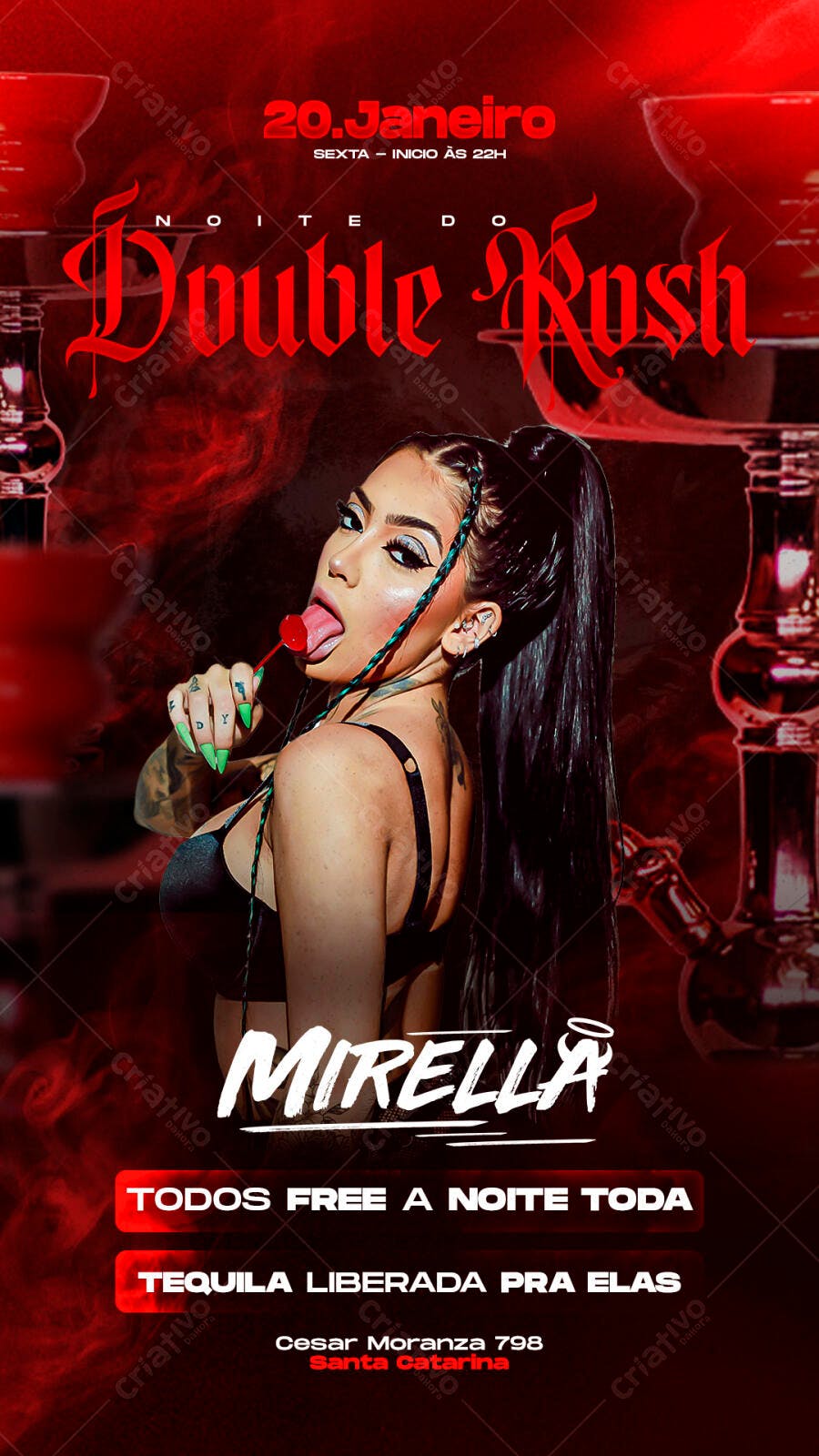 Flyer Balada Noite Double Rosh Mirella Tequila Liberada PSD Editável
