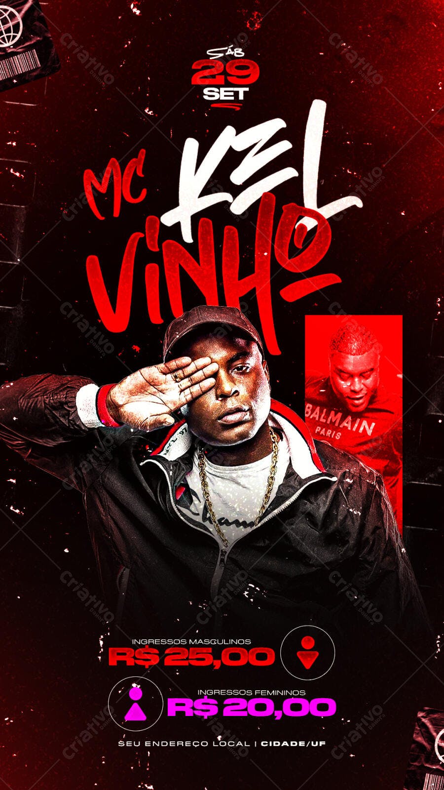 Flyer Show MC Kelvinho Vermelho PSD Editável