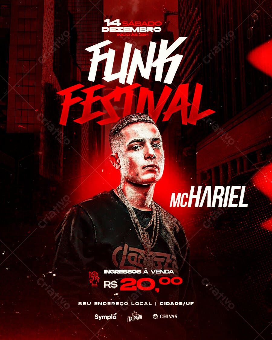 Flyer Funk Festival MC Hariel PSD Editável