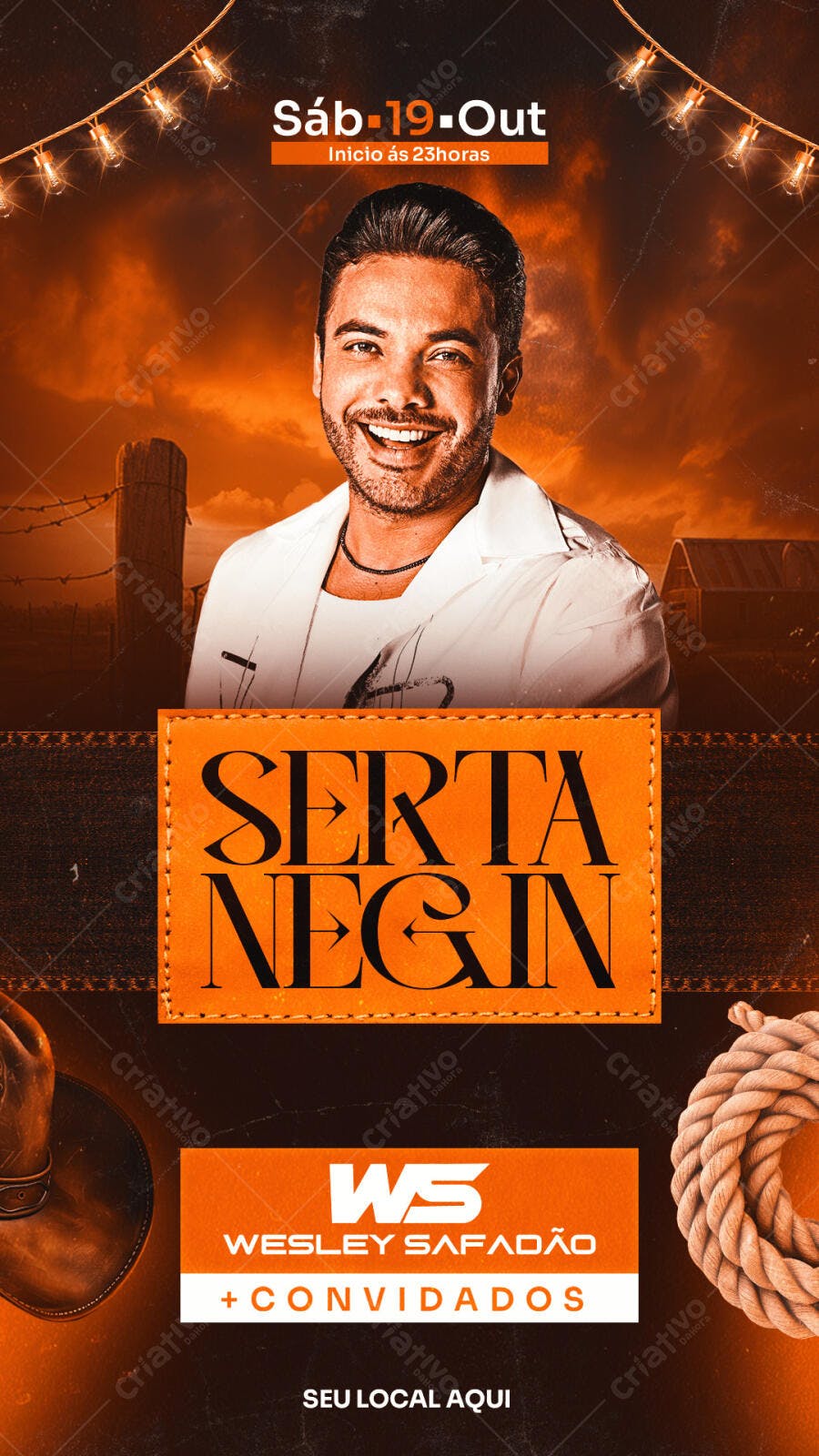 Flyer para Evento Sertanejo Wesley Safadão SERTANEGIN 