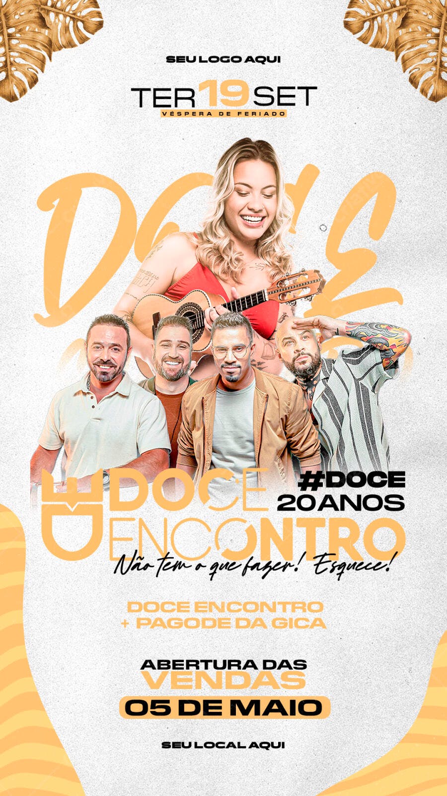 Flyer Evento Musical Pagode Véspera de Feriado Doce Encontro PSD Editável