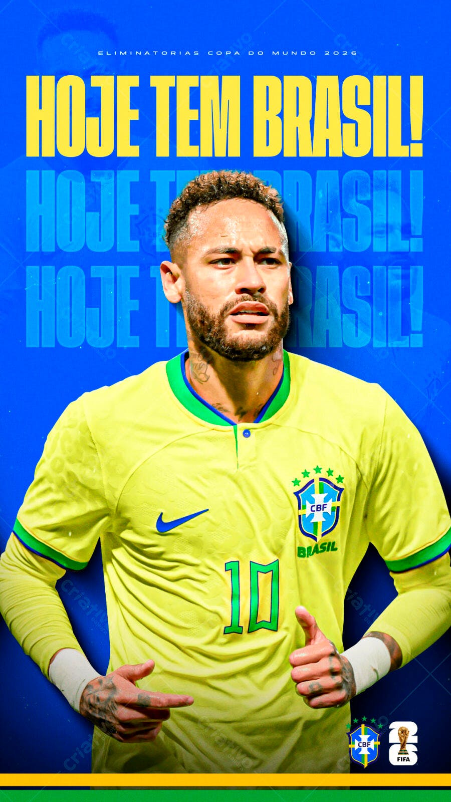 Flyer HOJE TEM BRASIL! Eliminatórias Copa do Mundo PSD Editável