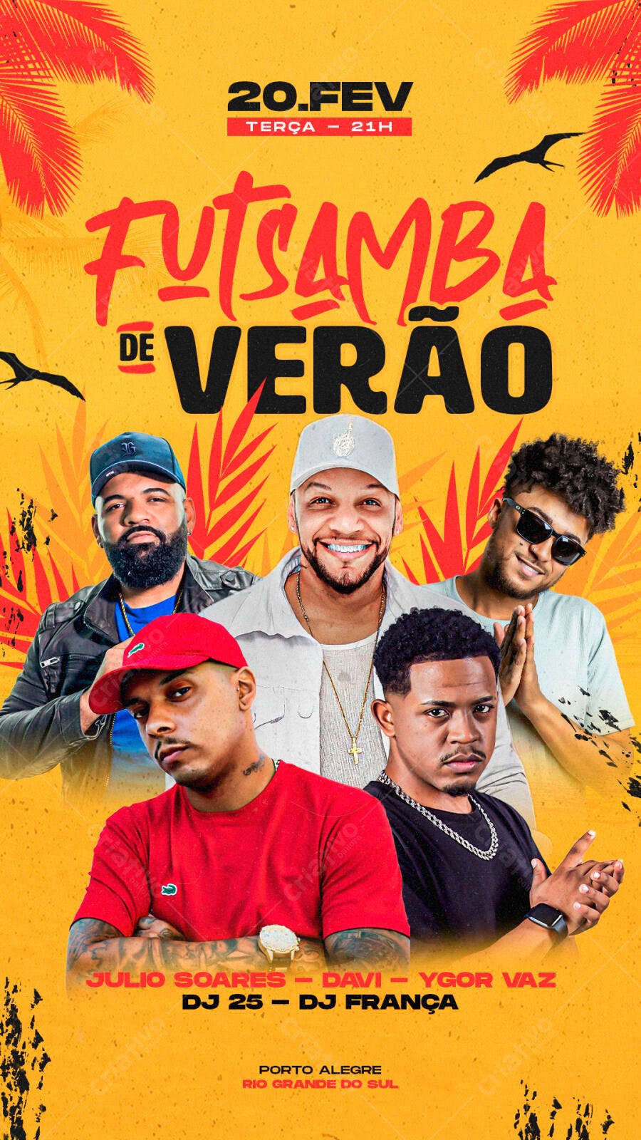 Flyer Futsamba de Verão com DJs e Artistas PSD Editável