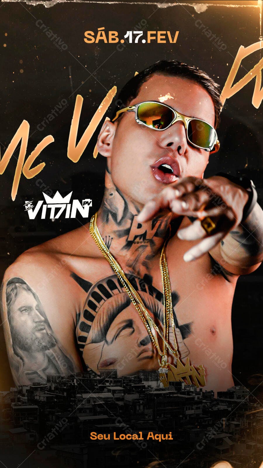 Flyer de Evento MC Vitin SÁB.17.FEV Funk Urbano PSD Editável