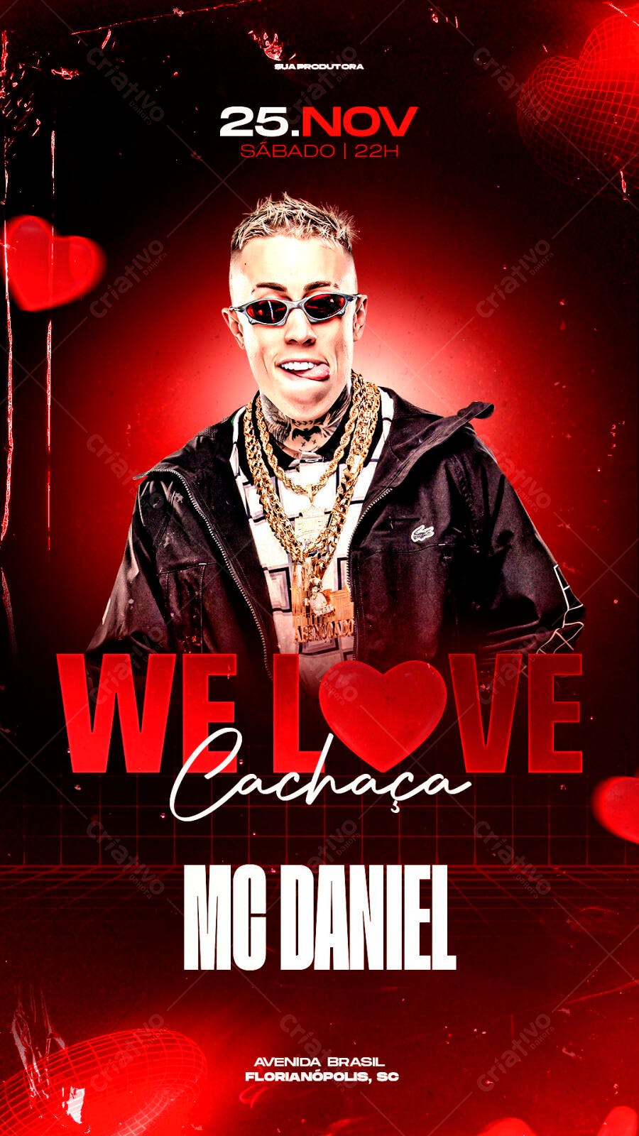 Flyer de Balada MC Daniel We Love Cachaça 25.NOV PSD Editável