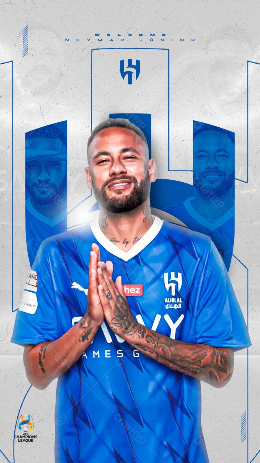 Post Social Media Boas-vindas Neymar Júnior Al Hilal PSD Editável